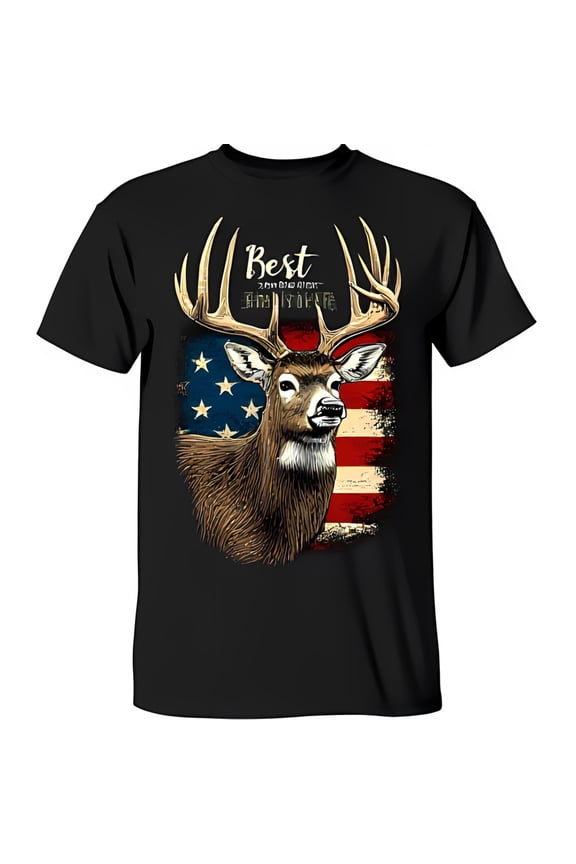 Majestic White Tailed Deer Graphic Black T-Shirt