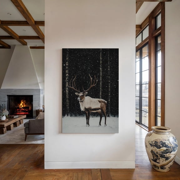 Majestic Winter Elk Wall Art - Snowy Forest Scene With Regal Stag, Perfect For Rustic Lodge Or Nature-Inspired Decor Wall Art, Modern Wall Decor, 8x12 UNFRAMED