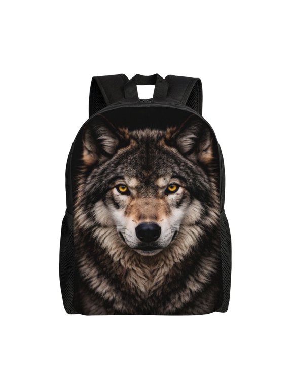 Majestic Wolf Backpack Full Front Print Travel Laptop Bag for Men and Women