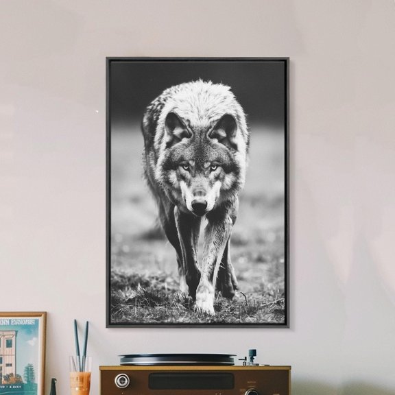 Majestic Wolf Black White Wall Decor Art Poster, Unframed Size 8x12