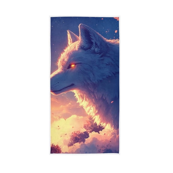 Majestic Wolf with Twilight Face Towel Absorbent Hand Towels Bath Sport Gym