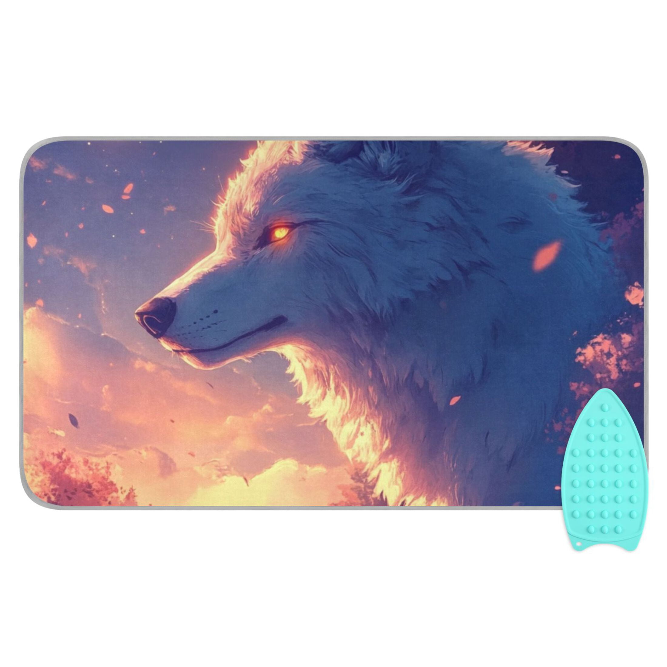 Majestic Wolf with Twilight Ironing Mat Blanket for Table Top Travel Portable Ironing Board Pad 47.2x27.6 Inch