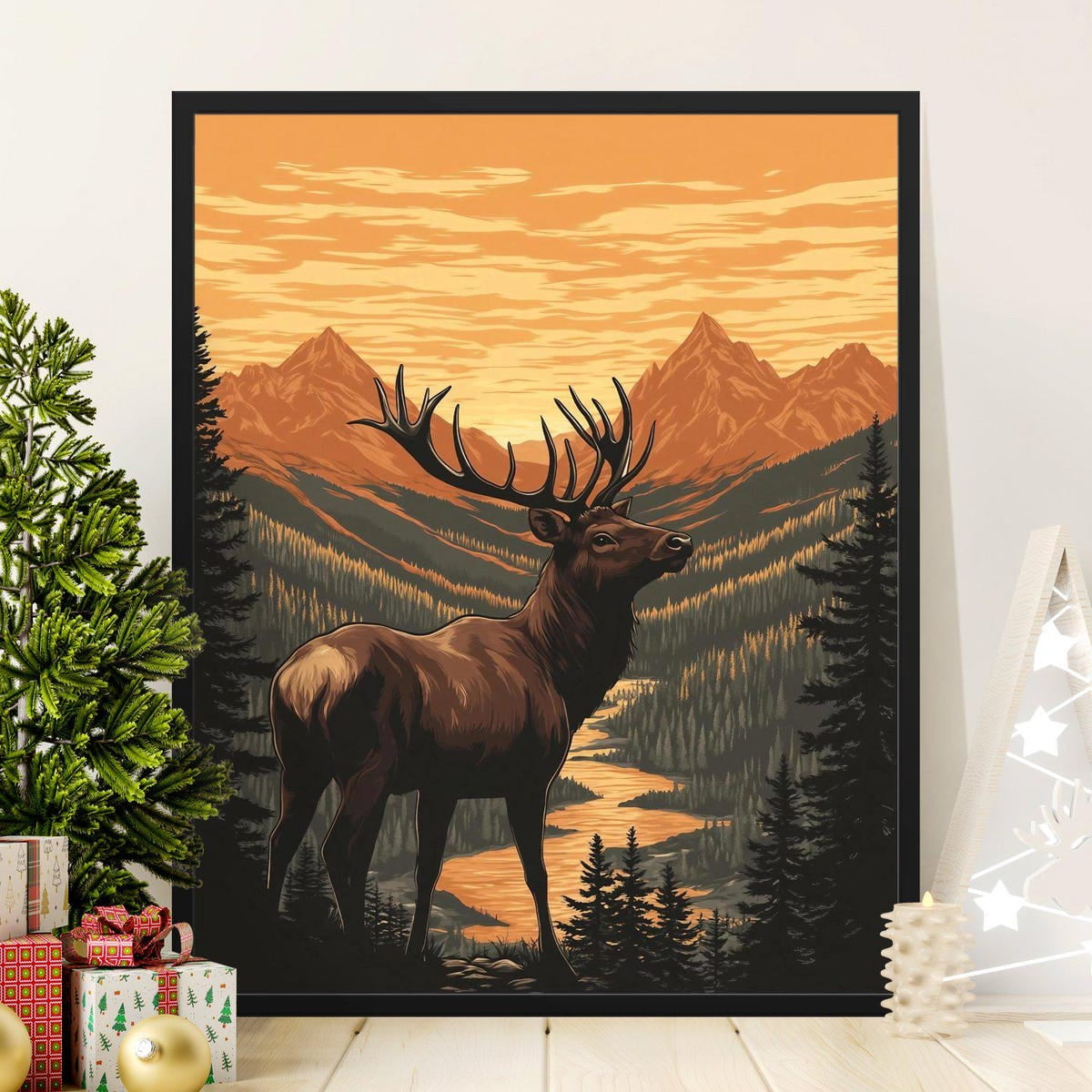 majestic-elk-forest-landscape-poster-wildlife-art-print-mountain