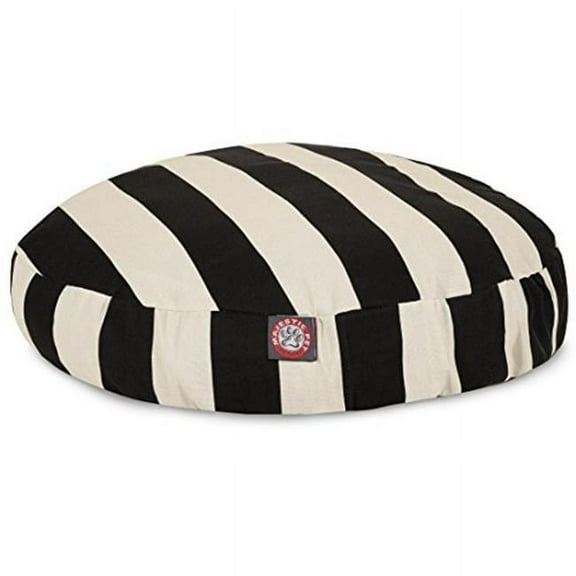 MajesticPet  30 in. Vertical Stripe Round Pet Bed, Black - Small