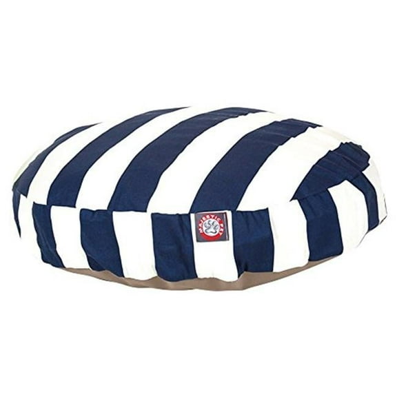 MajesticPet  30 in. Vertical Stripe Round Pet Bed - Navy Blue - Small