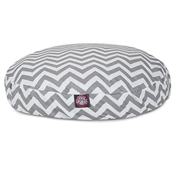 MajesticPet 30 in. Zig Zag Round Pet Bed - Grey - Small