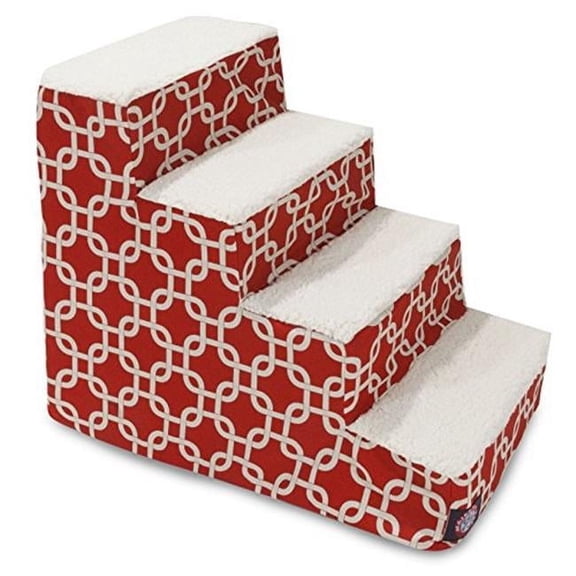 MajesticPet 4 Step Links Sherpa Pet Stairs, Red