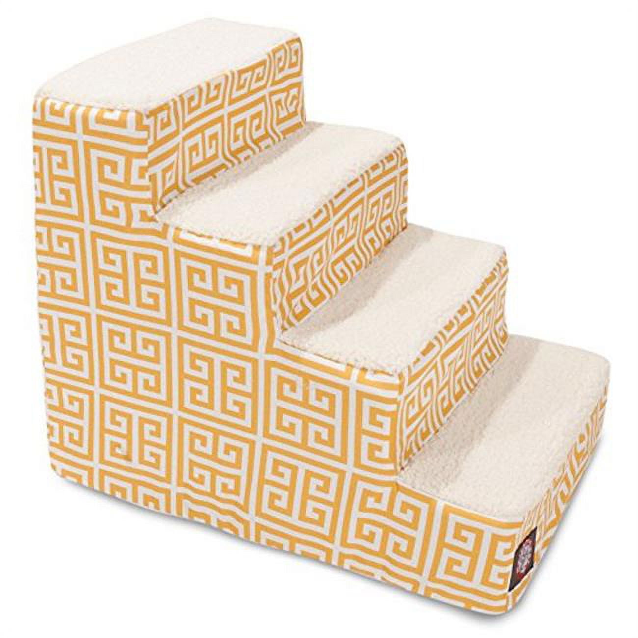 Citrus and White Sherpa Foam 4-Step Pet Stairs