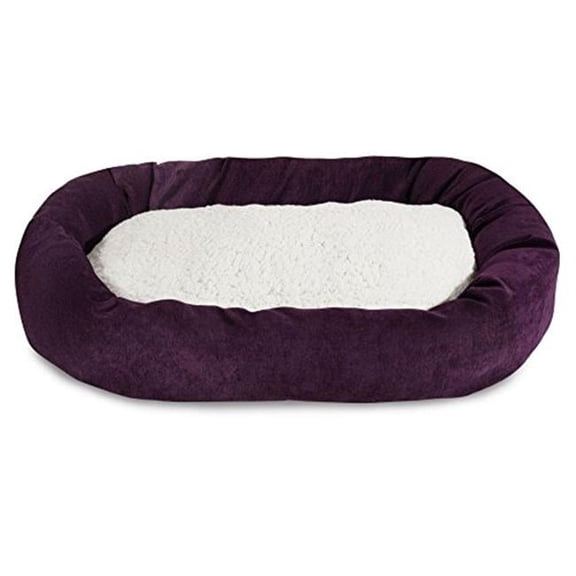 MajesticPet 52 in. Villa Sherpa Donut Pet Bed - Aubergine