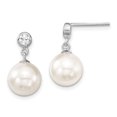thumbnail image 1 of Majestik Sterling Silver 10-11mm White Imitation Shell Pearl and CZ Dangle Earrings Sterling Silver Earrings, 1 of 1