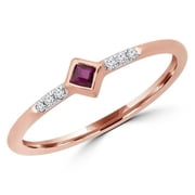 Majesty Diamonds 0.1 CTW Round Red Ruby Bezel Set Cocktail Ring in 14K Rose Gold - Size 6.25