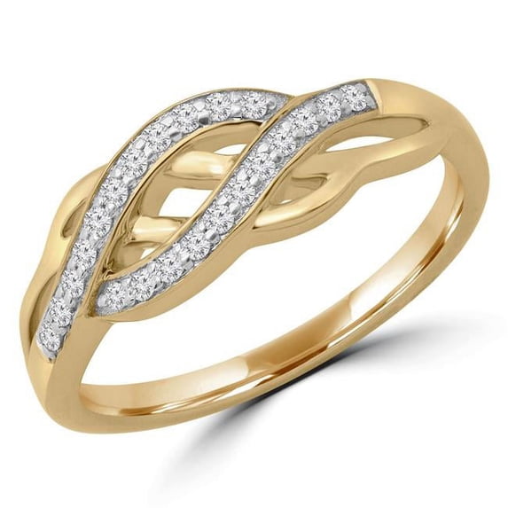 Majesty Diamonds MDR190047-7.25 0.14 CTW Round Diamond Criss Cross Semi-Eternity Wedding Band Ring in 14K Yellow Gold - Size 7.25