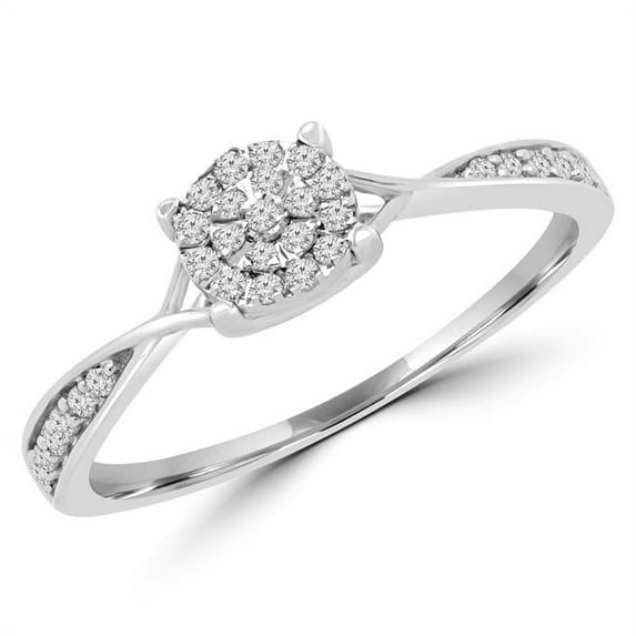 Majesty Diamonds 0.14 CTW Round Diamond Promise Cluster Engagement Ring in 10K White Gold - Size 8.25