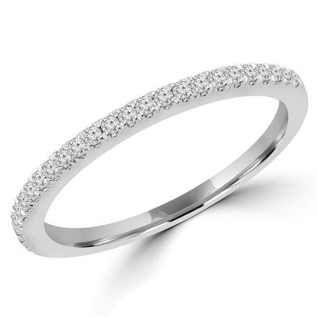 Majesty Diamonds  0.14 CTW Round Diamond Semi-Eternity Wedding Band Ring in 14K White Gold - Size 4