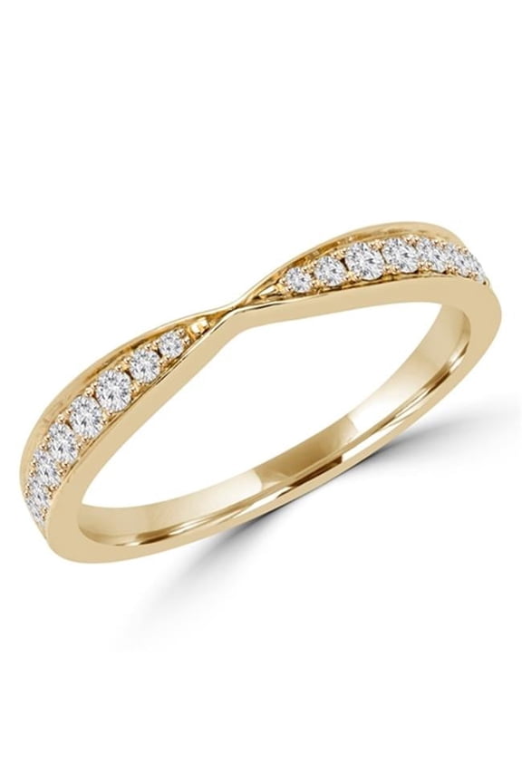 0.25 CTW Round Diamond Accent Wedding Anniversary Band Ring in 18K Yellow Gold - Size 8