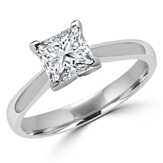 Majesty Diamonds 0.4 CT Classic Princess Cut Solitaire Diamond Engagement Ring in 14K White Gold - Size 8.25