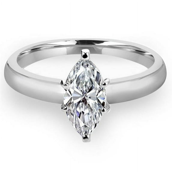 Majesty Diamonds MD190478-3.5 0.5 CT Marquise Diamond 6-Prong Solitaire Engagement Ring in 14K White Gold - Size 3.5