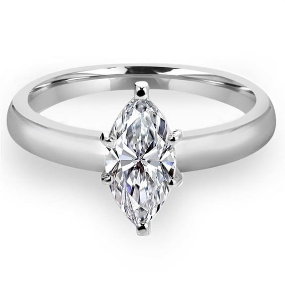 Majesty Diamonds MD190478-4 0.5 CT Marquise Diamond 6-Prong Solitaire Engagement Ring in 14K White Gold - Size 4