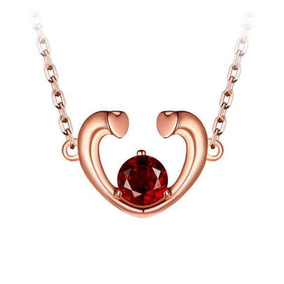 Majesty Diamonds 0.5 CT Round Red Garnet Fancy Pendant Necklace in .925 Sterling Silver with 18K
