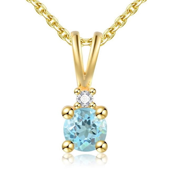 Majesty Diamonds 0.5 CTW Round Blue Topaz Solitaire with Accents Pendant Necklace in .925 Sterling Silver with 18K