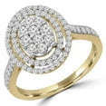 thumbnail image 1 of Majesty Diamonds MDR190051-3.5 0.6 CTW Round Diamond Oval Cluster Double Halo Engagement Ring in 14K Yellow Gold - Size 3.5, 1 of 1
