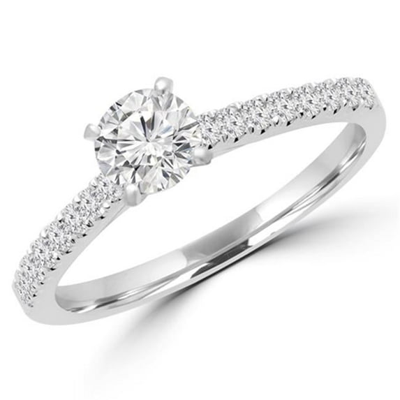 Majesty Diamonds MD160335-4.5 0.75 CTW Round Brilliant Diamond Multi Stone Engagement Ring in 18K White Gold, Size 4.5