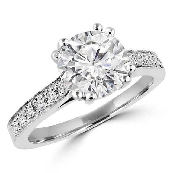Majesty Diamonds 0.8 CTW Round Cut Diamond Multi Stone Engagement Ring in 14K White Gold - Size 7
