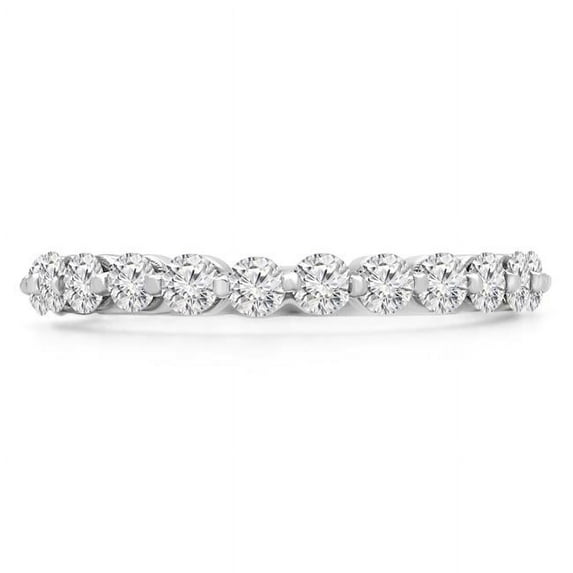 Majesty Diamonds 0.88 CTW Round Diamond 0.75 Way Semi-Eternity Anniversary Wedding Band Ring in 14K White Gold - Size 7.5
