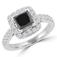thumbnail image 1 of Majesty Diamonds  1.88 CTW Princess Cut Black & White Diamond Halo Engagement Ring in 14K White Gold - Size 6, 1 of 1