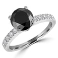 thumbnail image 1 of Majesty Diamonds MD180246-5.25 2.2 CTW Round Black Diamond Solitaire with Accents Engagement Ring in 14K White Gold - Size 5.25, 1 of 1
