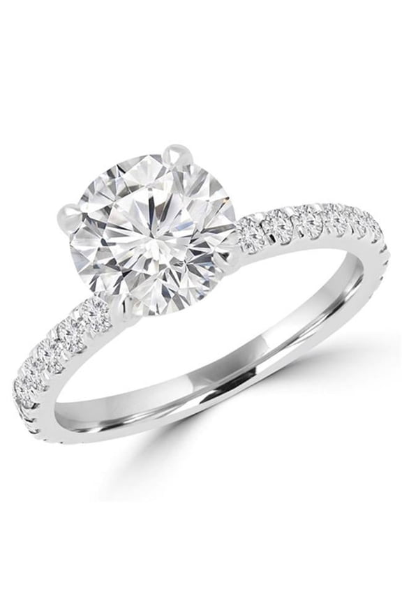 2 CTW Round Cut Multi-Stone Diamond Engagement Ring in 14K White Gold - Size 5