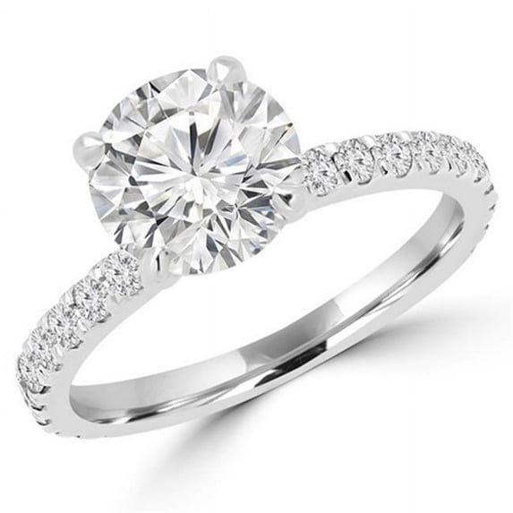 Majesty Diamonds 2 CTW Round Cut Multi-Stone Diamond Engagement Ring in 14K White Gold - Size 8.5