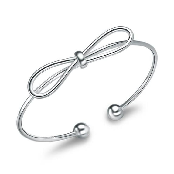 Majesty Diamonds Bow Bangle Bracelet in .925 Sterling Silver - White