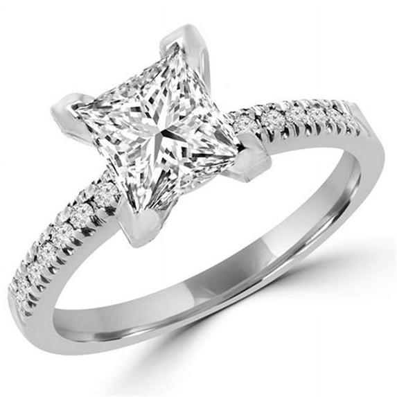 Majesty Diamonds MD160123-6.25 1.63 CTW Multi-Stone Princess Cut Diamond Engagement Ring in 14K White Gold, Size 6.25