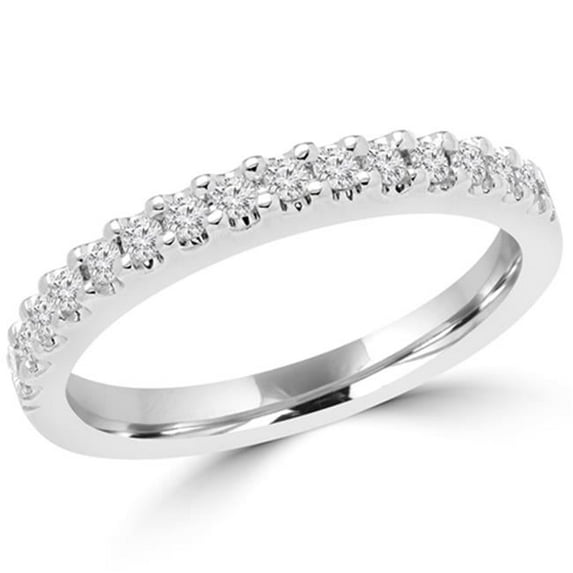 Majesty Diamonds MD160207-9 0.25 CTW Round Cut Diamond Wedding Anniversary Band Ring in 14K White Gold, Size 9