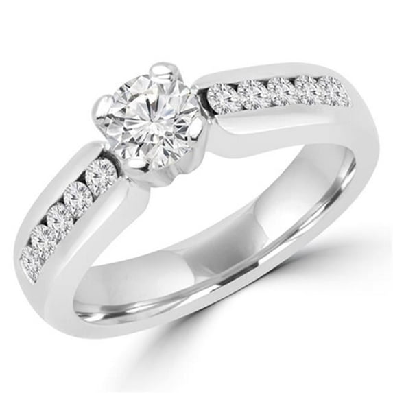 Majesty Diamonds MD160229-6.5 0.8 CTW Round Cut Diamond Fashion Engagement Ring in 18K White Gold, Size 6.5