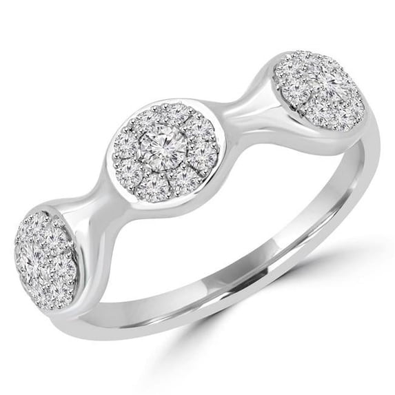 Majesty Diamonds MD160282-8.5 0.5 CTW Diamond Cluster Fashion Wedding Anniversary Band Ring in 18K White Gold, Size 8.5