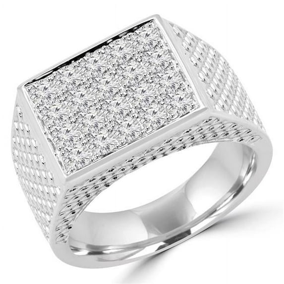 Majesty Diamonds MD160288 1.33 CTW Pave Diamond Mens Signet Ring Wedding Band in 18K