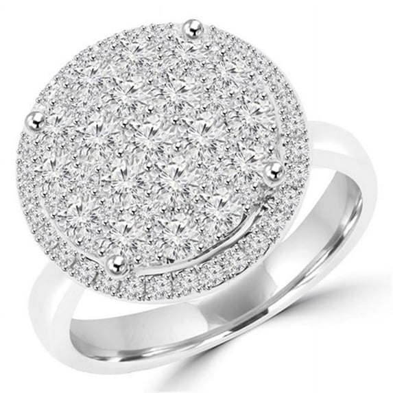 Majesty Diamonds MD160293-7.25 1.5 CTW Pave Set Diamond Cluster Fashion Engagement Ring in 18K White Gold, Size 7.25