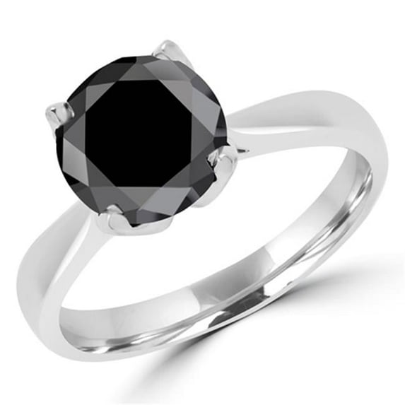 Majesty Diamonds MD160312-7.75 2.25 CTW Round Cut Black Classic Solitaire Engagement Ring in 14K White Gold, Size 7.75