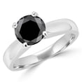 thumbnail image 1 of Majesty Diamonds MD160313-5 1.4 CT Classic 4-Prong Round Black Diamond Engagement Ring in 14K White Gold, Size 5, 1 of 1