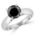 thumbnail image 1 of Majesty Diamonds MD160320-4 2 CT Classic 4-Prong Round Black Diamond Engagement Ring in 14K White Gold, Size 4, 1 of 1