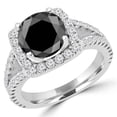 thumbnail image 1 of Majesty Diamonds MD160325-4.5 4.75 CTW Round Cut Black & White Diamond Halo Engagement Ring in 14K White Gold, Size 4.5, 1 of 1