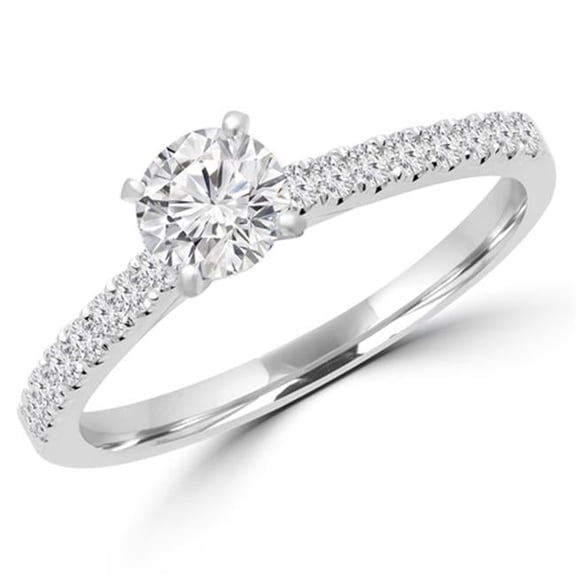 Majesty Diamonds MD160335-4.75 0.75 CTW Round Brilliant Diamond Multi Stone Engagement Ring in 18K White Gold, Size 4.75