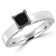 thumbnail image 1 of Majesty Diamonds MD160366-8.5 1.7 CTW Princess Cut Black & White Diamond Solitaire Engagement Ring in 14K White Gold, Size 8.5, 1 of 1