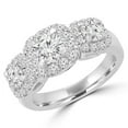 thumbnail image 1 of Majesty Diamonds MD160432-6.5 1.88 CTW Diamond Halo Three Stone Engagement Anniversary Ring in 14K White Gold, Size 6.5, 1 of 1