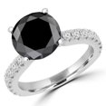 thumbnail image 1 of Majesty Diamonds MD170335-8.5 3.67 CTW Round Black Diamond Solitaire with Accents Engagement Ring in 14K White Gold, Size 8.5, 1 of 1