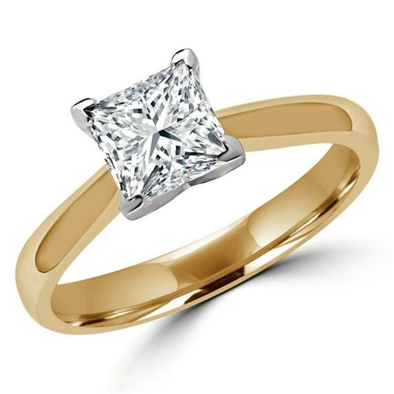 Majesty Diamonds MD180006-6.5 0.3 CT Princess Diamond Solitaire Engagement Ring in 14K Yellow Gold - Size 6.5