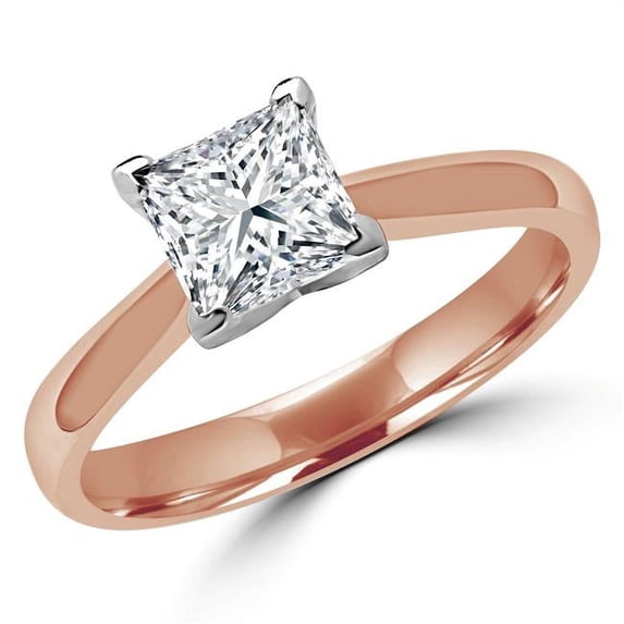 Majesty Diamonds MD180007-4.5 0.3 CT Princess Diamond Solitaire Engagement Ring in 14K Rose Gold - Size 4.5