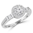 thumbnail image 1 of Majesty Diamonds MD180033-4 0.87 CTW Round Diamond Vintage Halo Engagement Ring in 14K White Gold with Baguette Sides - Size 4, 1 of 1